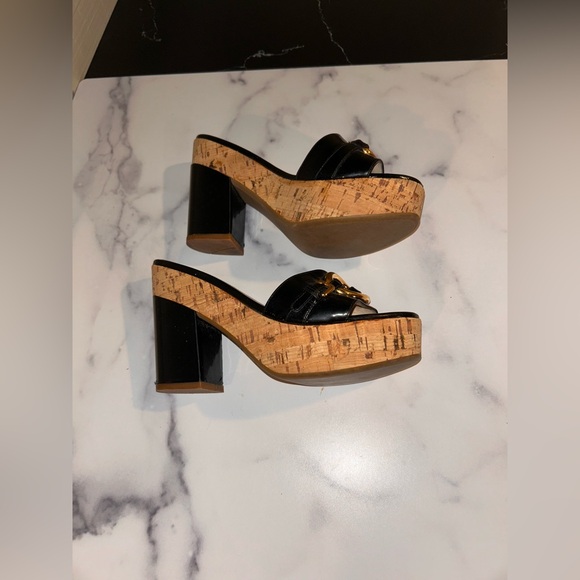 Prada Cork Platform Horsebit Patent Leather Slides 37 - Picture 7 of 10